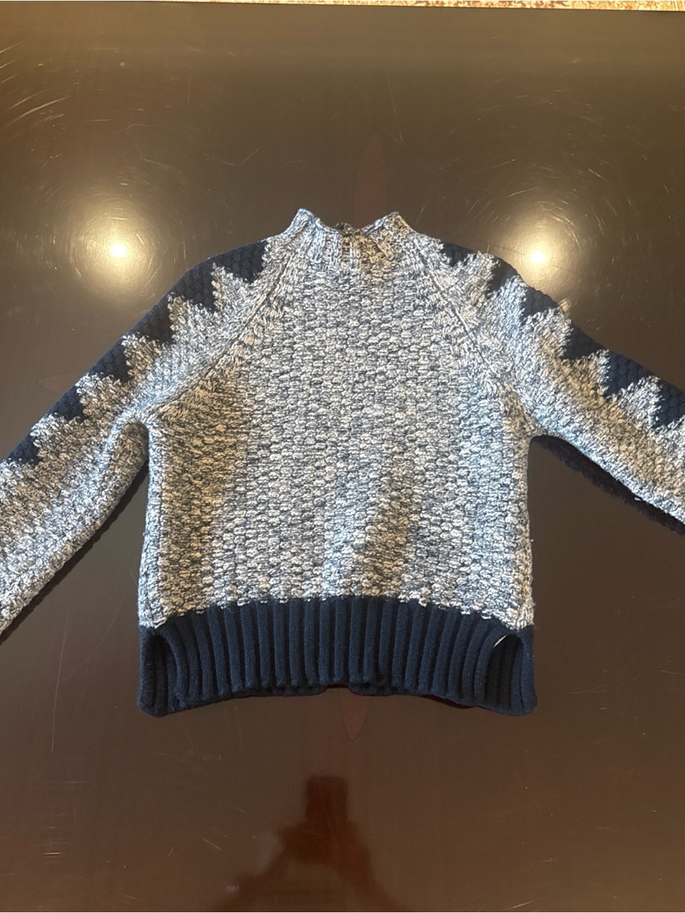 Victoria Beckham Two-Tone Gray and Black Textured Turtleneck Sweater